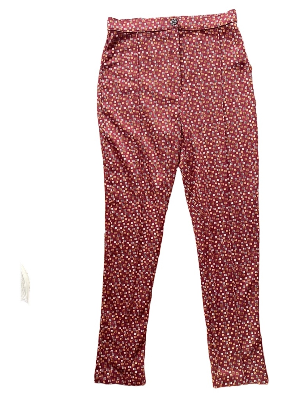 "Free People Maroon
Geometric Micro-Mosaic
Knit Trousers - Picture 2 of 5